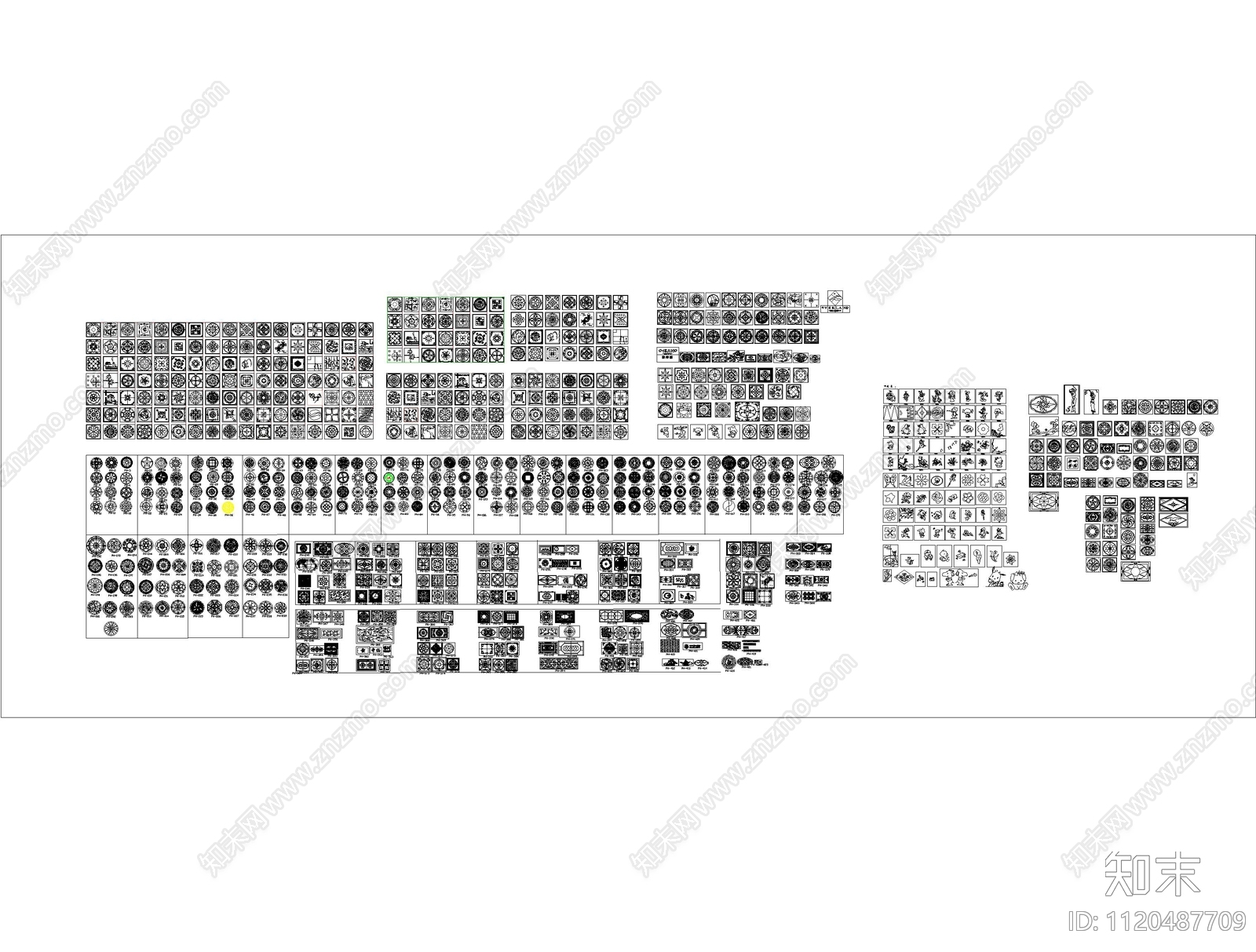 大理石瓷砖水刀拼花图集cad施工图下载【ID:1120487709】