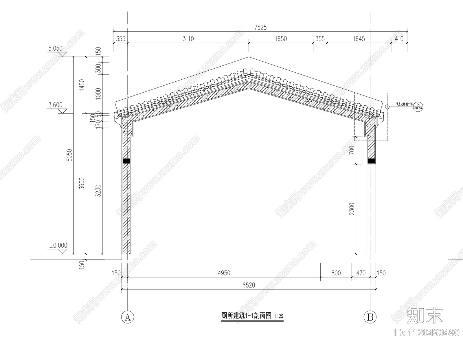 公厕设计水电结构详图cad施工图下载【ID:1120490490】