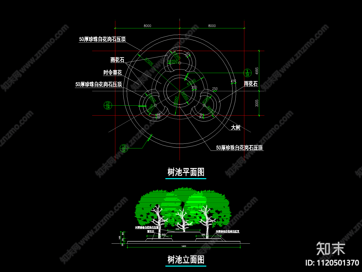 圆凳景观树池节点施工图cad施工图下载【ID:1120501370】