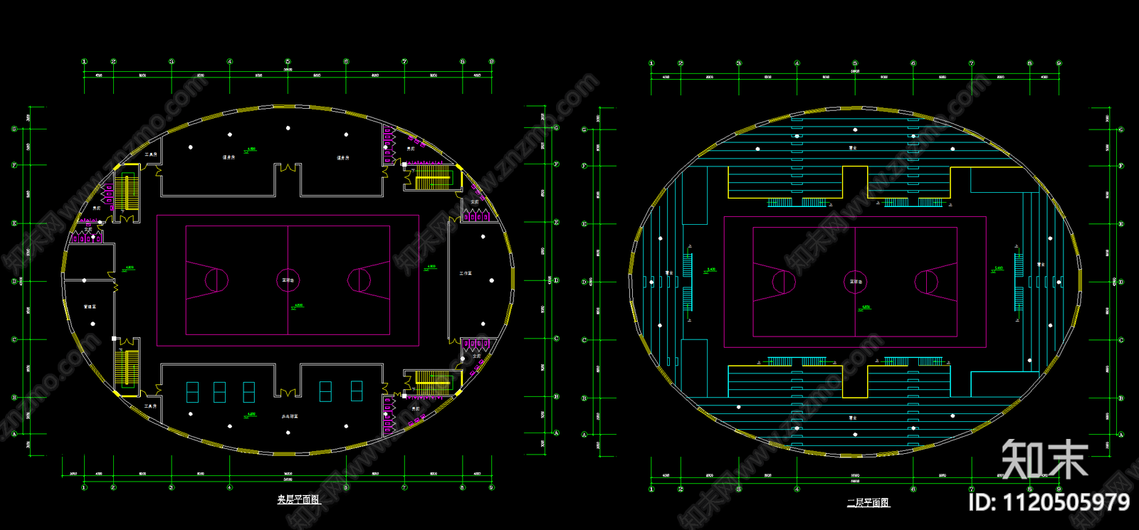 圆形体育健身场所施工图施工图下载【ID:1120505979】
