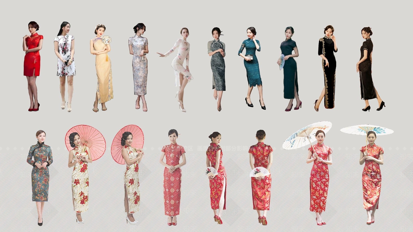 2D现代旗袍女人合集SU模型下载【ID:1120506677】