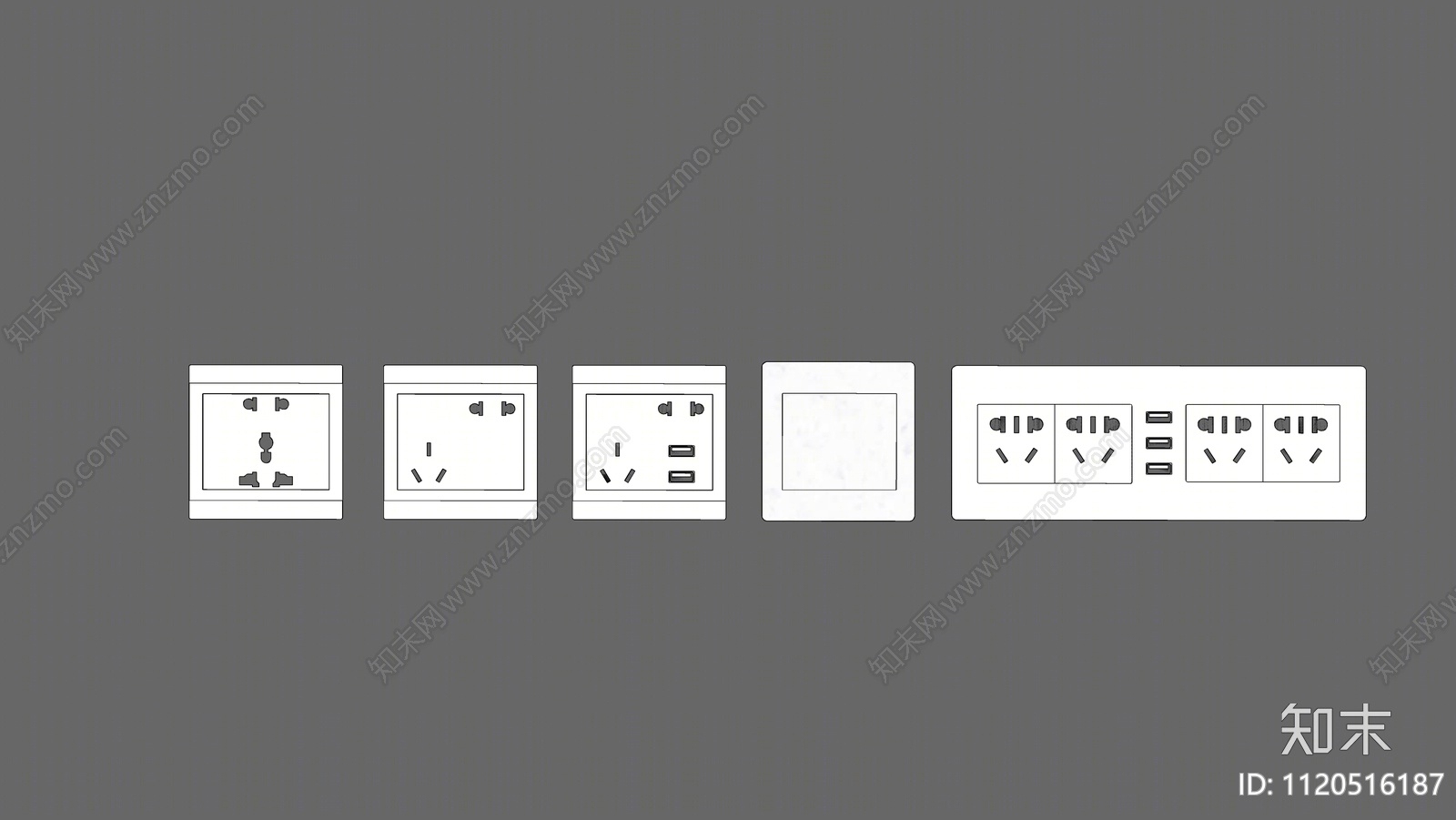 现代插座SU模型下载【ID:1120516187】