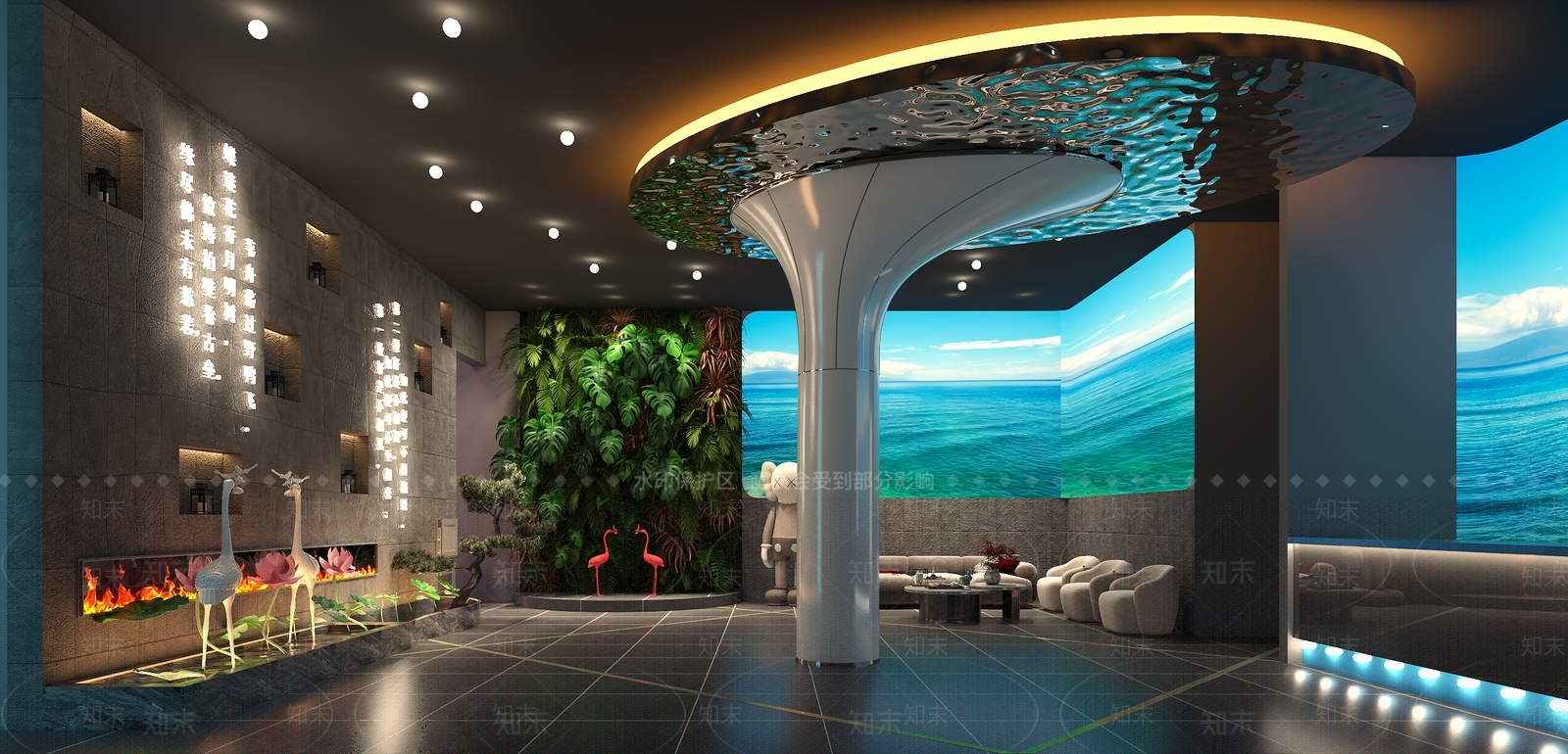 现代足浴会所大厅3D模型下载【ID:1120524504】