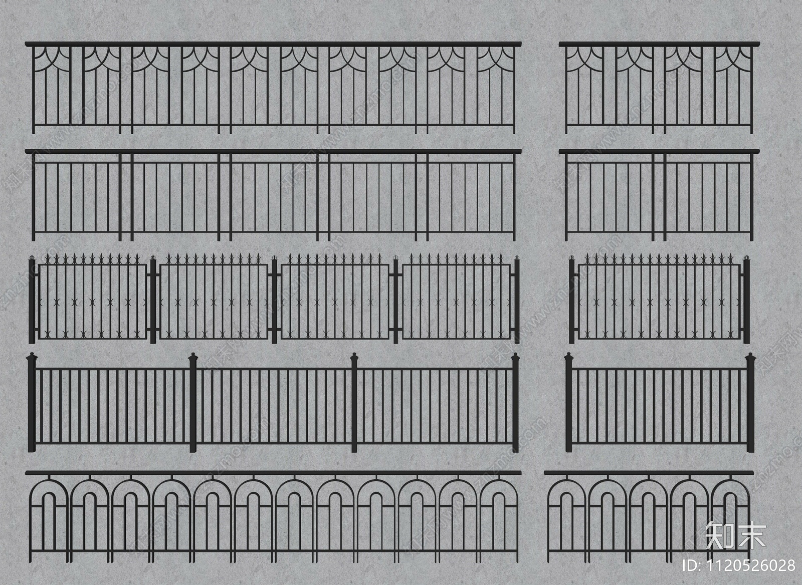 现代围栏护栏SU模型下载【ID:1120526028】