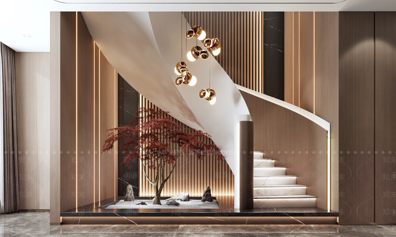 现代轻奢楼梯间3D模型下载【ID:1120528396】