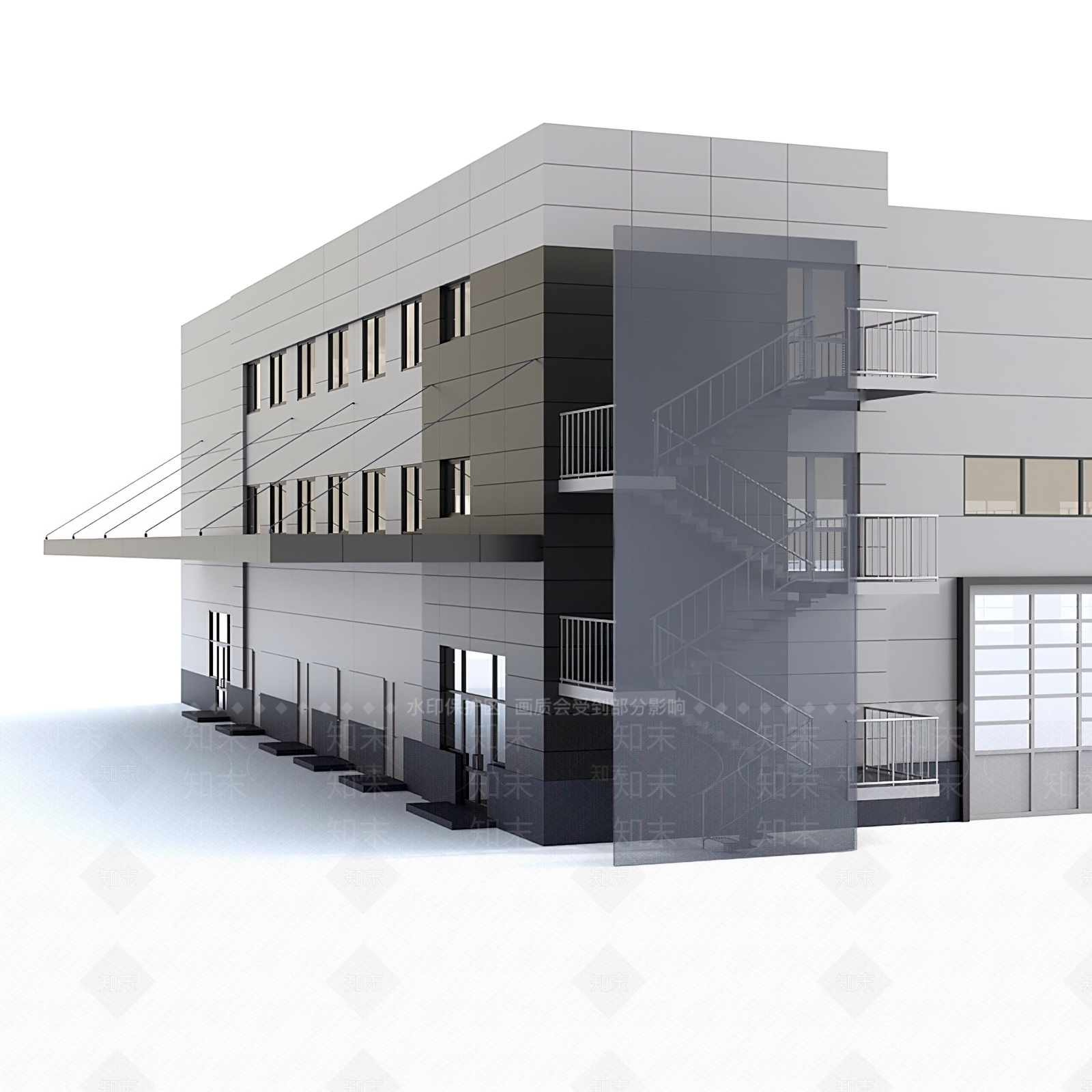 现代工业厂房3D模型下载【ID:1120530296】