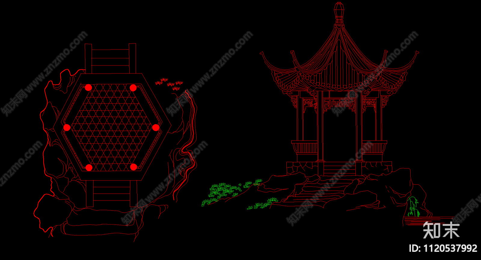 景观凉亭节点详图施工图cad施工图下载【ID:1120537992】