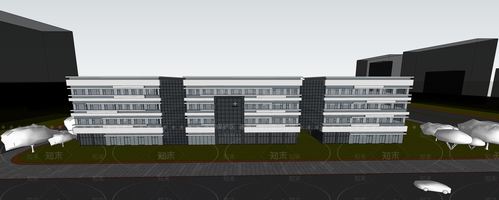 现代风格社区医院SU模型下载【ID:1120550230】