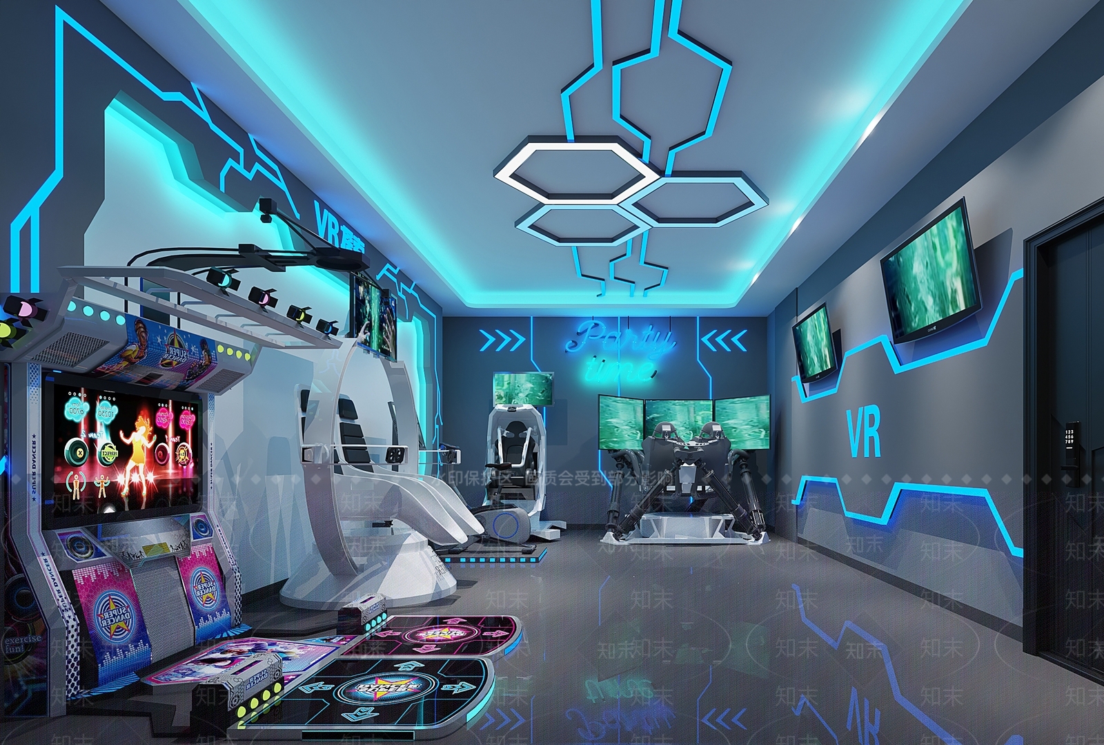 现代VR游戏体验馆3D模型下载【ID:1120560026】