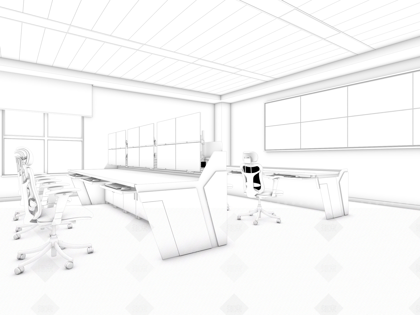 现代监控指挥中心3D模型下载【ID:1120562952】