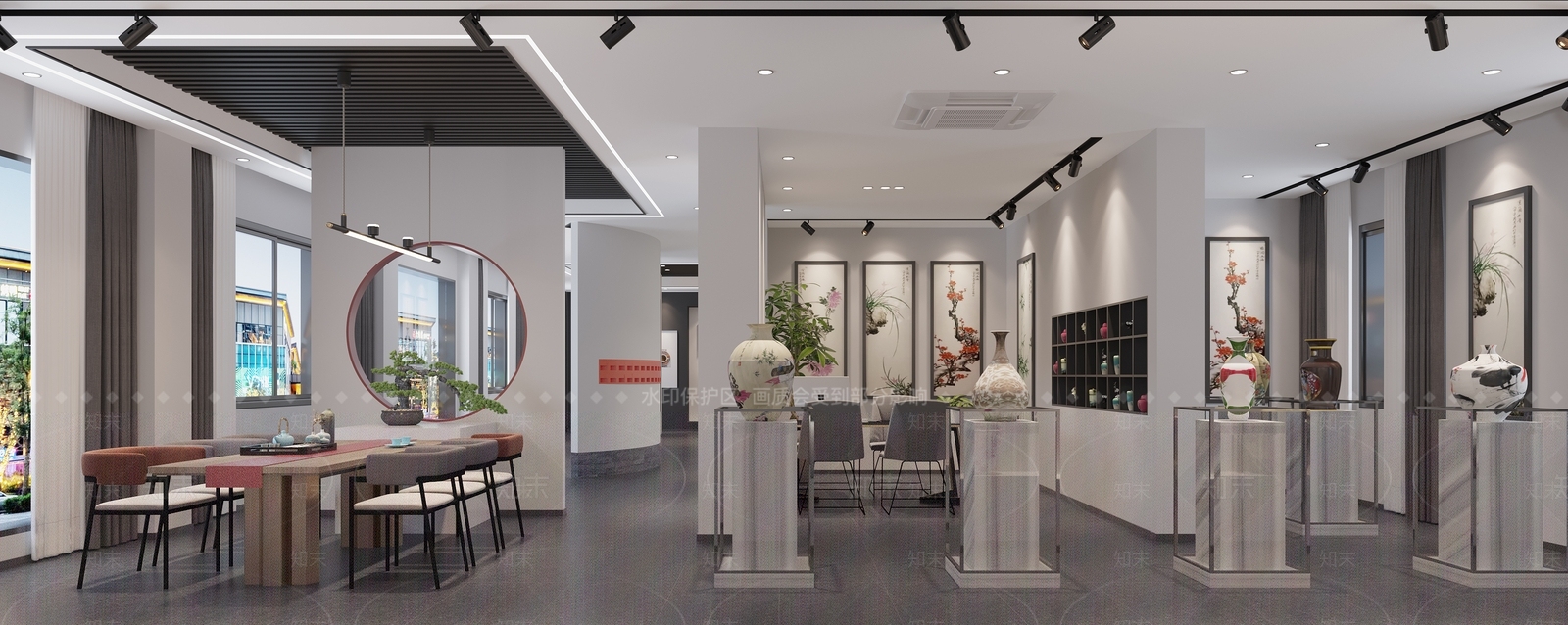 现代景德镇陶瓷展厅3D模型下载【ID:1120837359】