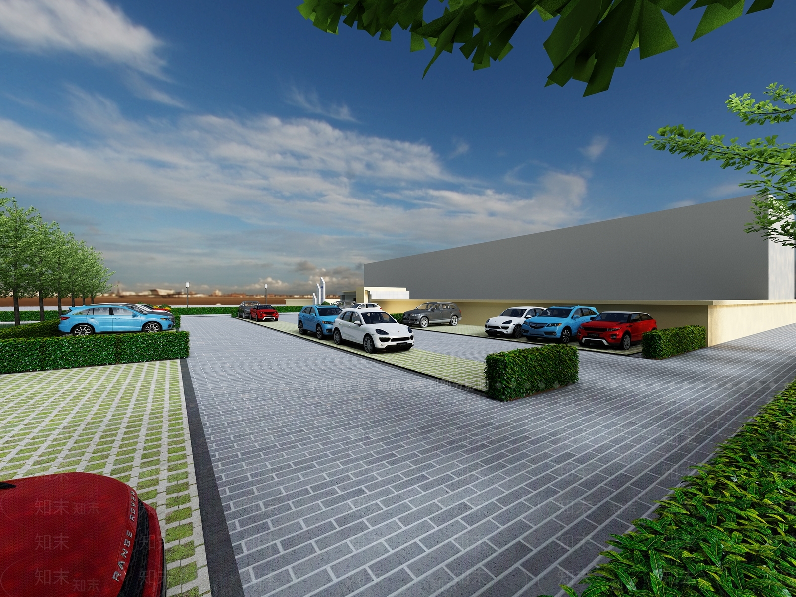 现代室外停车场3D模型下载【ID:1120563585】