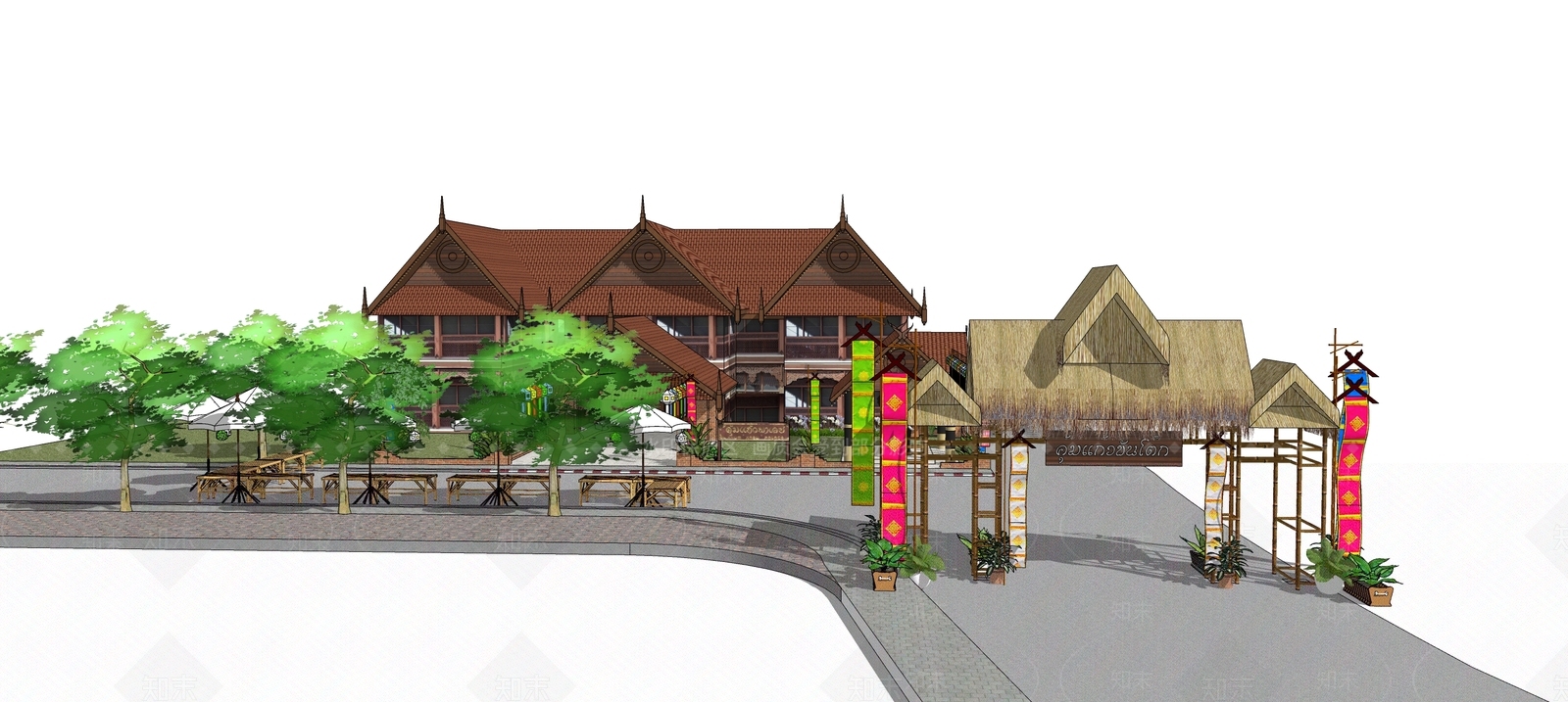 东南亚寺庙建筑SU模型下载【ID:1120565092】