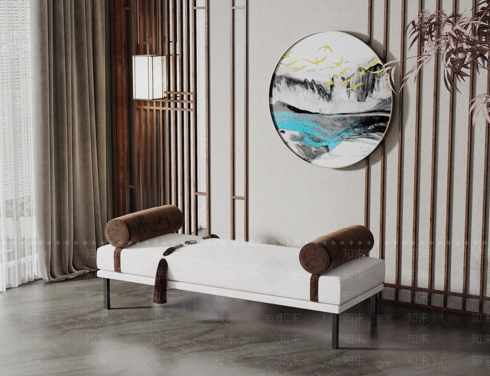 新中式贵妃椅3D模型下载【ID:1120571873】