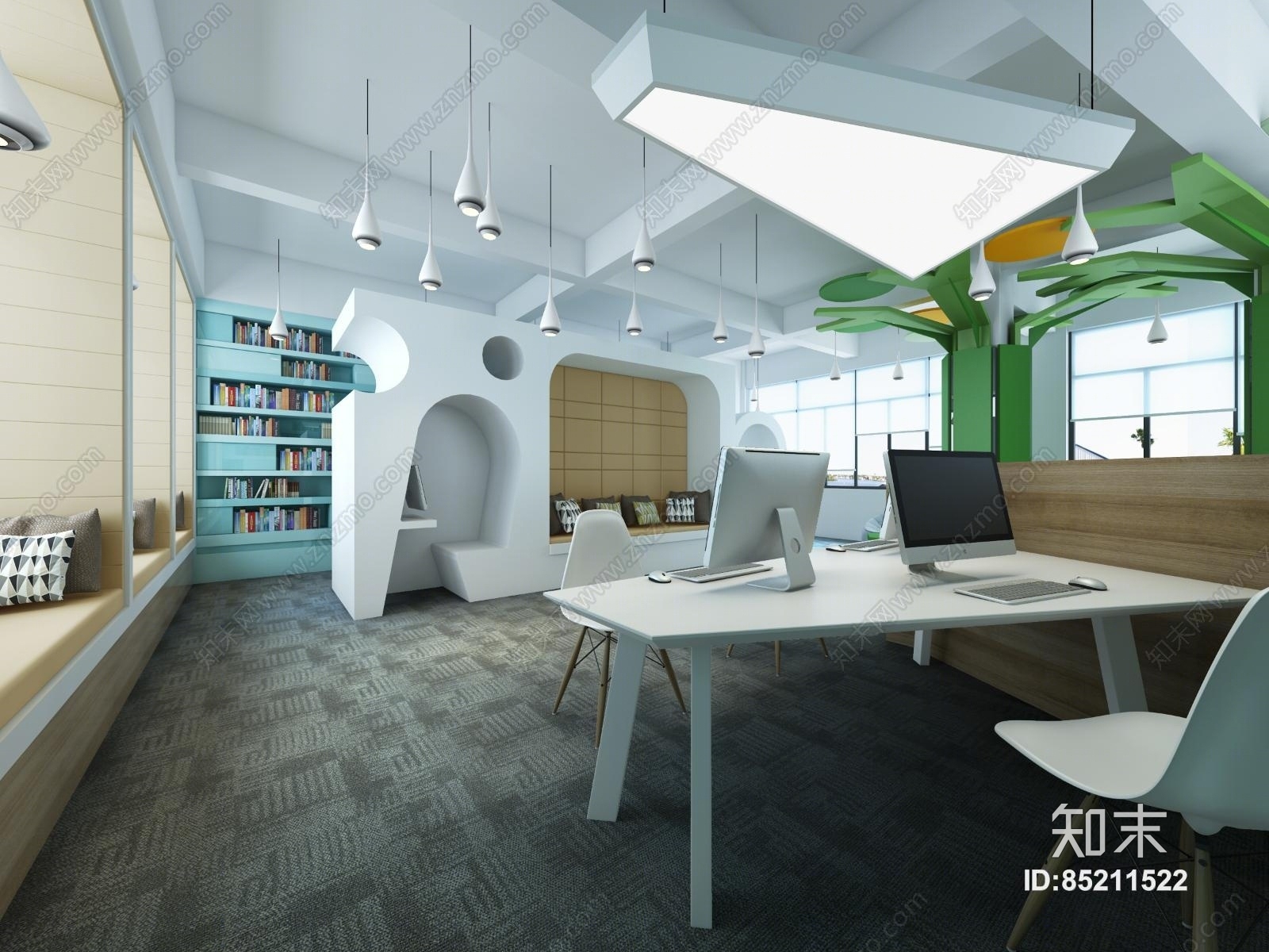 现代风格图书馆3D模型下载【ID:85211522】
