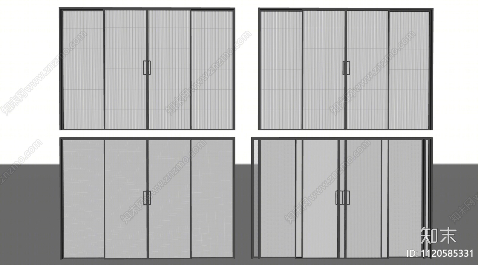 现代玻璃推拉门SU模型下载【ID:1120585331】