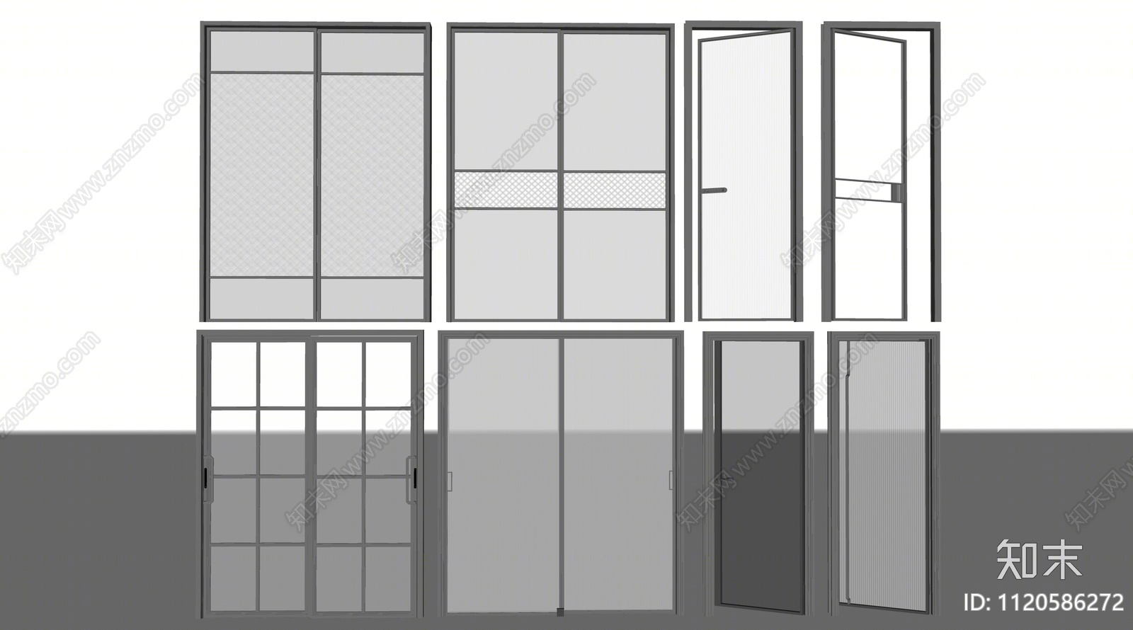 现代玻璃推拉门SU模型下载【ID:1120586272】