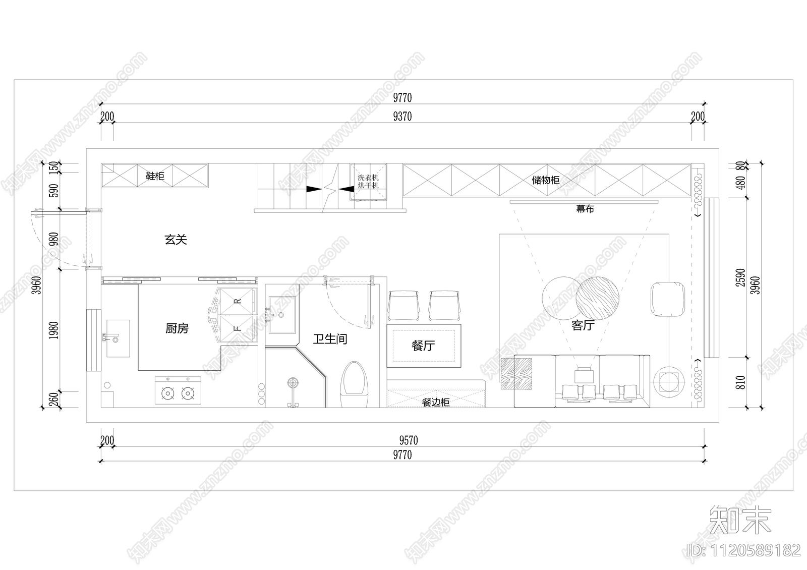 Loft复式公寓平面方案平面图施工图施工图下载【ID:1120589182】