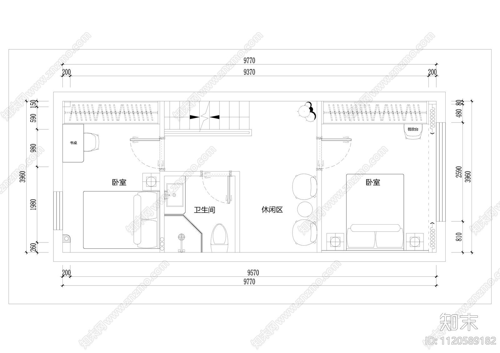 Loft复式公寓平面方案平面图施工图施工图下载【ID:1120589182】