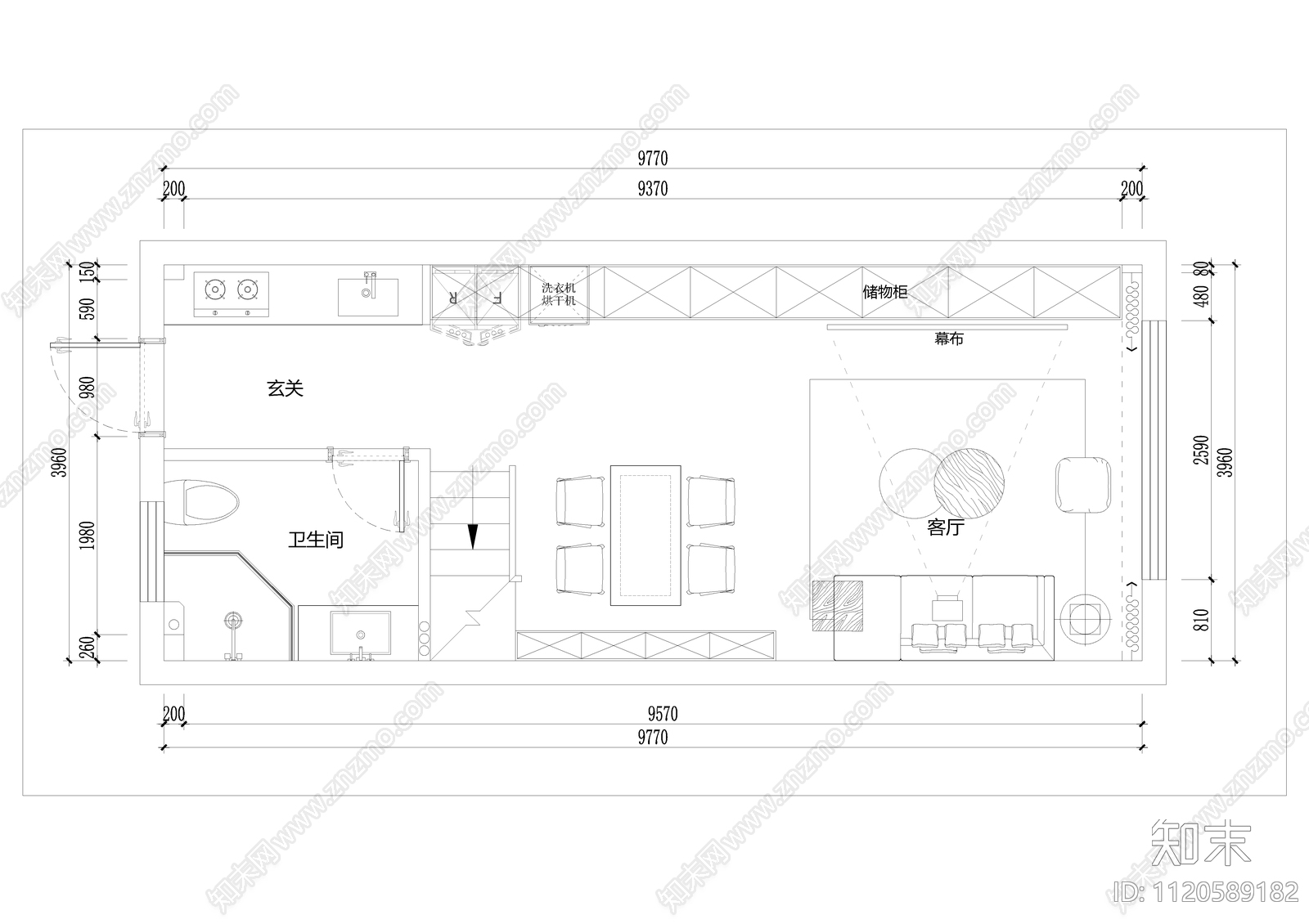 Loft复式公寓平面方案平面图施工图施工图下载【ID:1120589182】