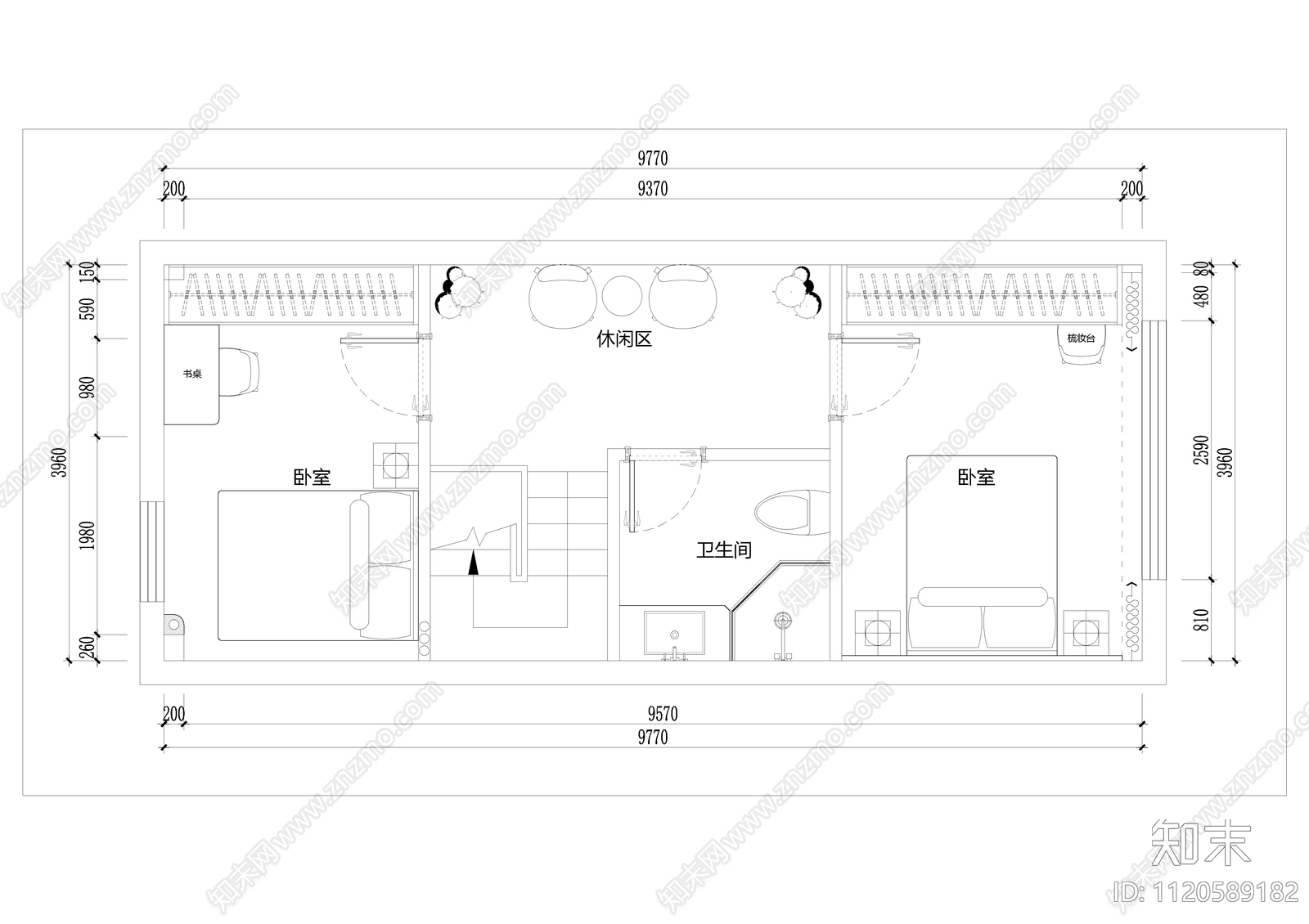 Loft复式公寓平面方案平面图施工图施工图下载【ID:1120589182】