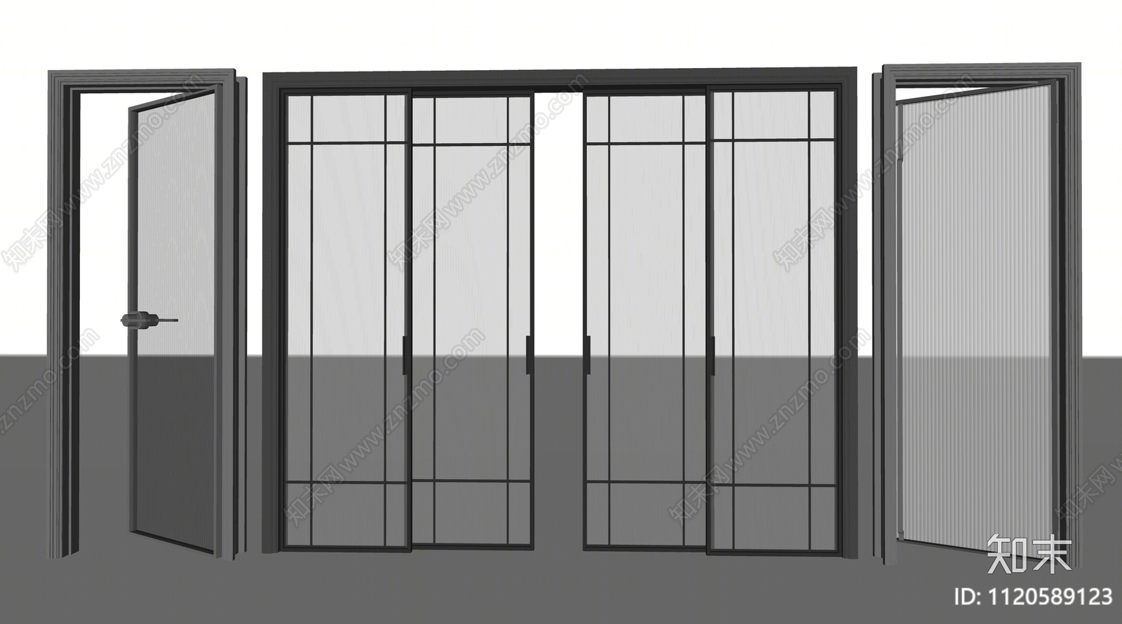 现代玻璃推拉门SU模型下载【ID:1120589123】
