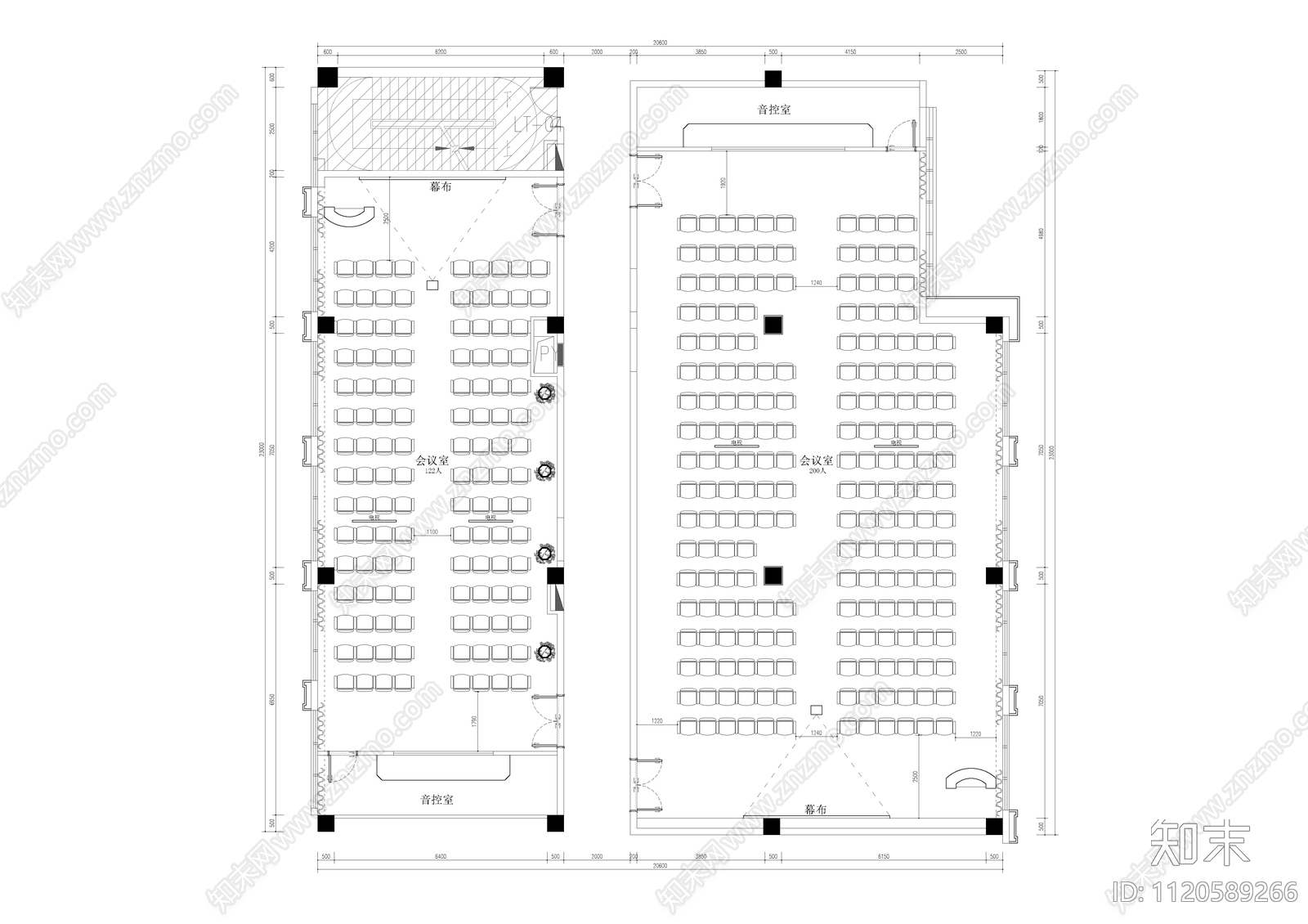 多媒体会场室内平面图施工图下载【ID:1120589266】