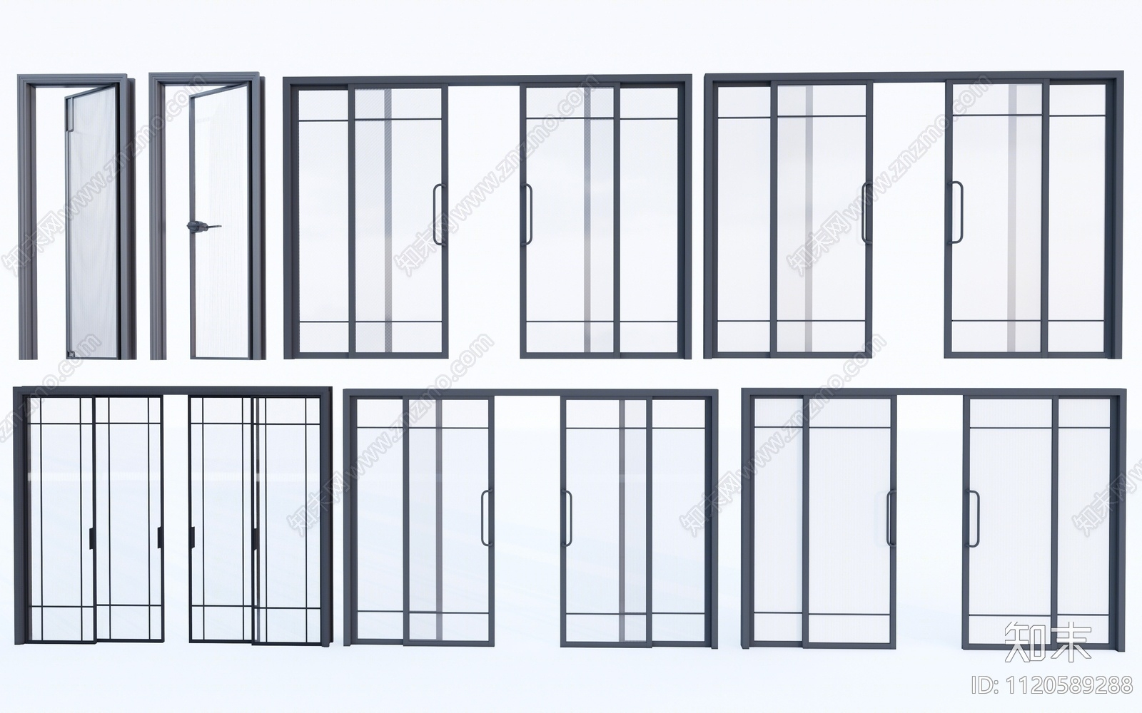 现代玻璃推拉门SU模型下载【ID:1120589288】