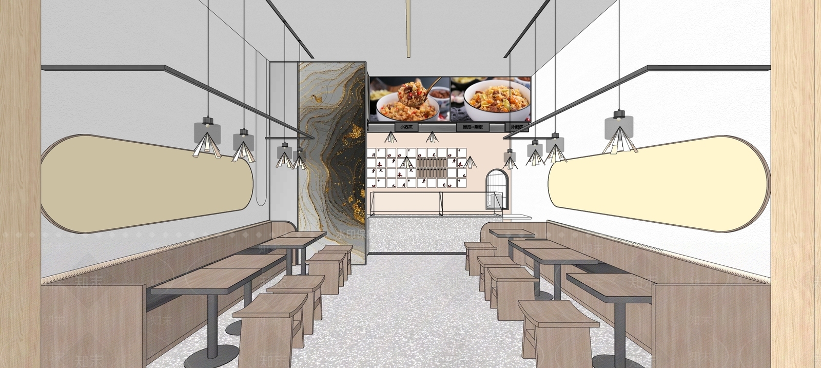 现代餐饮地铁快餐店SU模型下载【ID:1120599755】