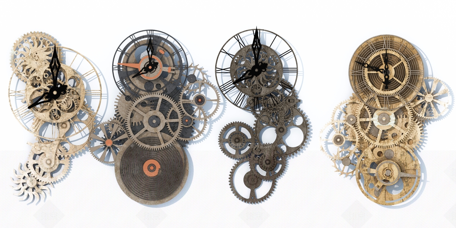 工业风机械齿轮挂钟SU模型下载【ID:1120660611】