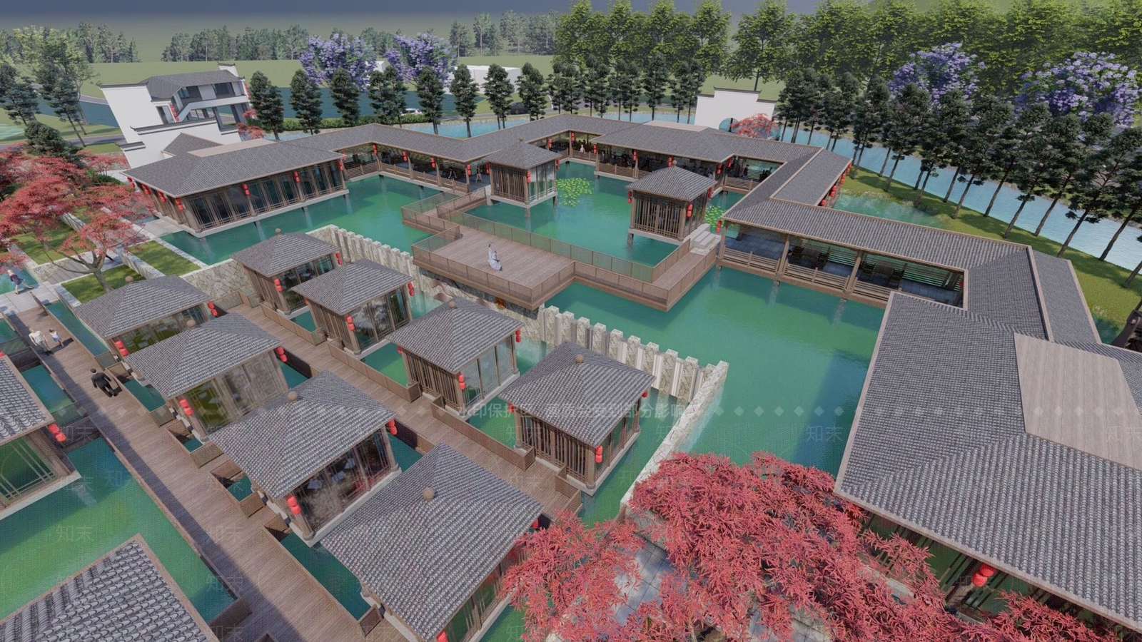 中式乡村农家乐SU模型下载【ID:1120604313】