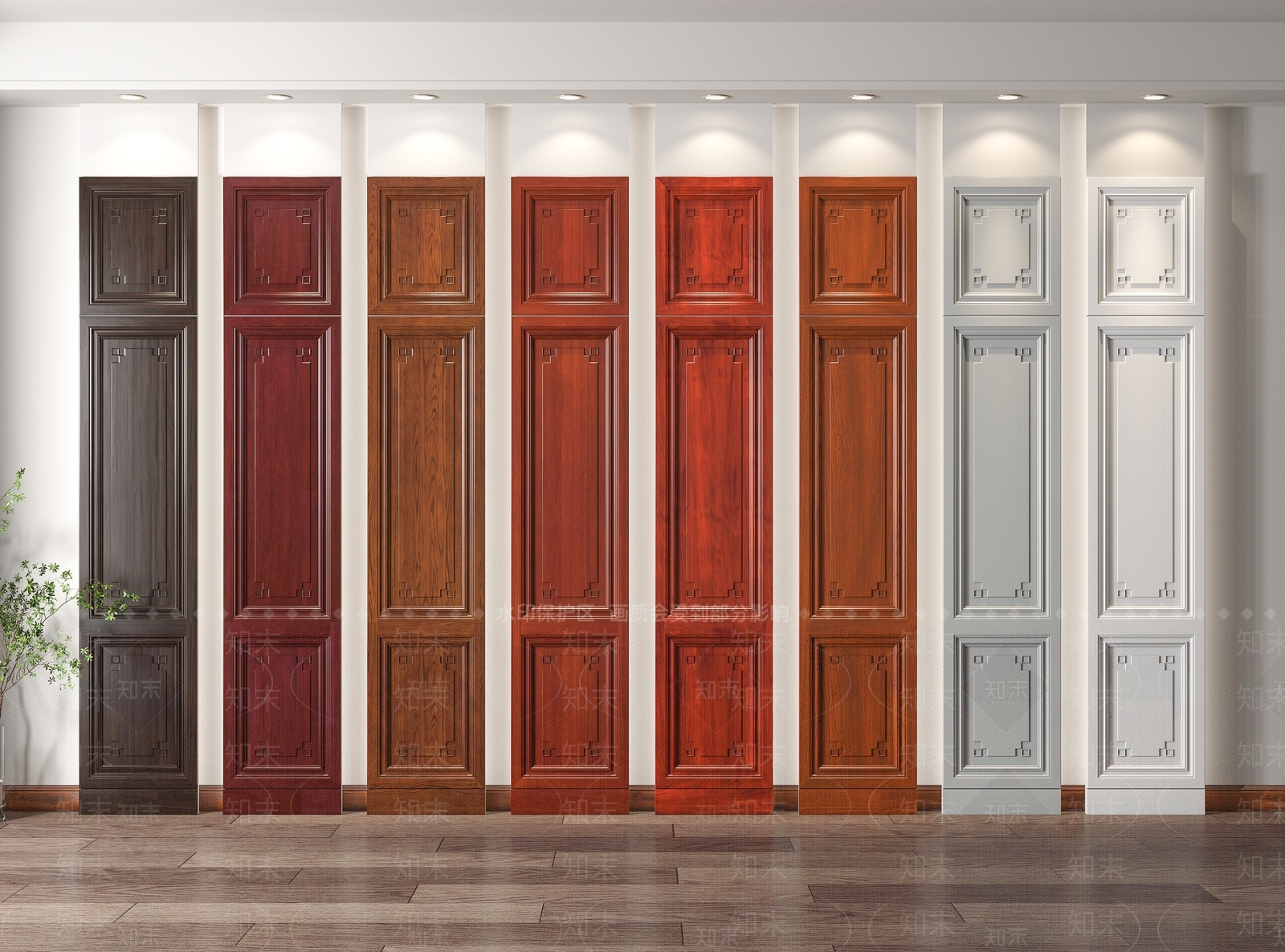 中式实木柜门3D模型下载【ID:1120608740】