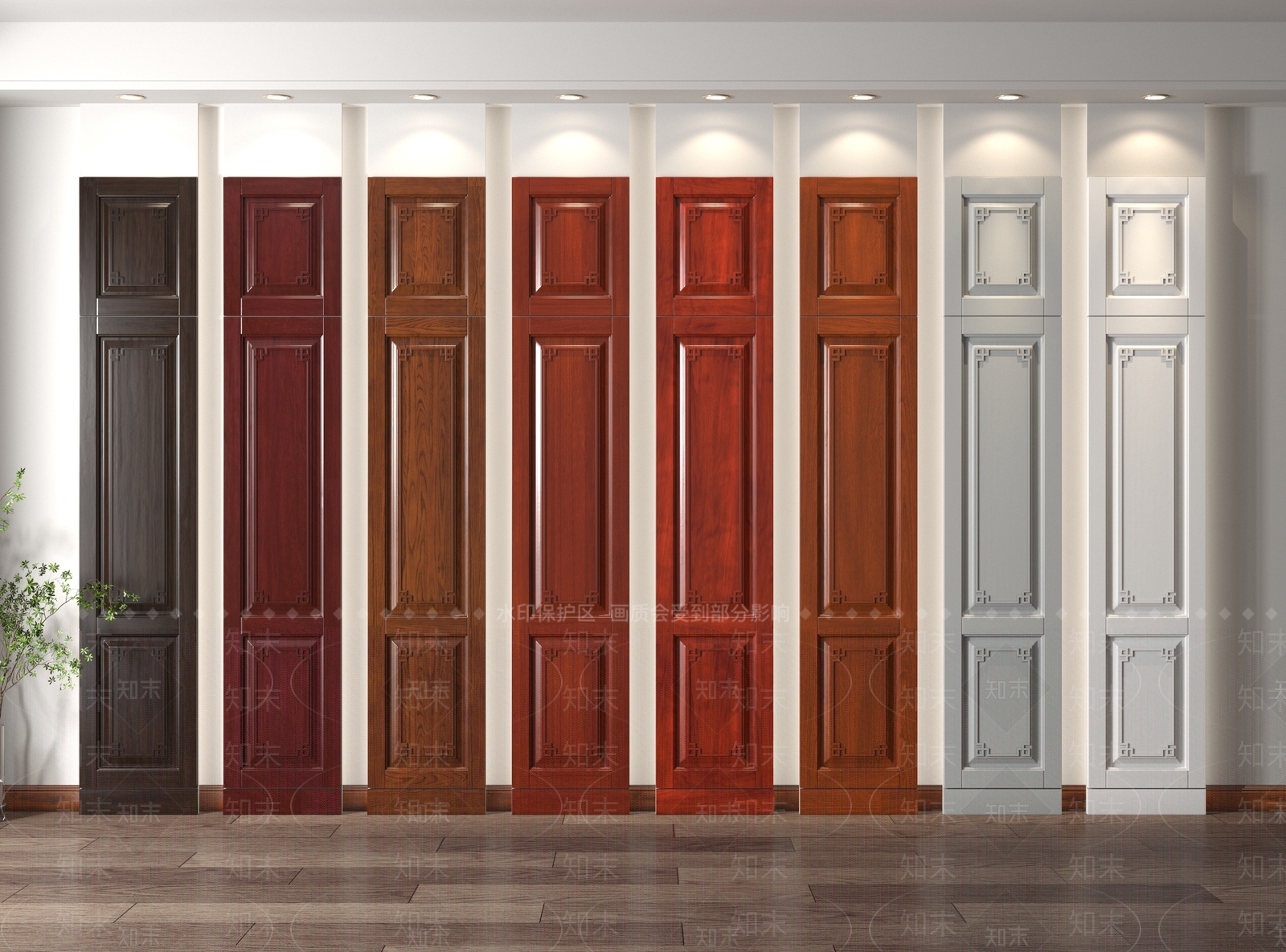 中式实木柜门3D模型下载【ID:1120608797】