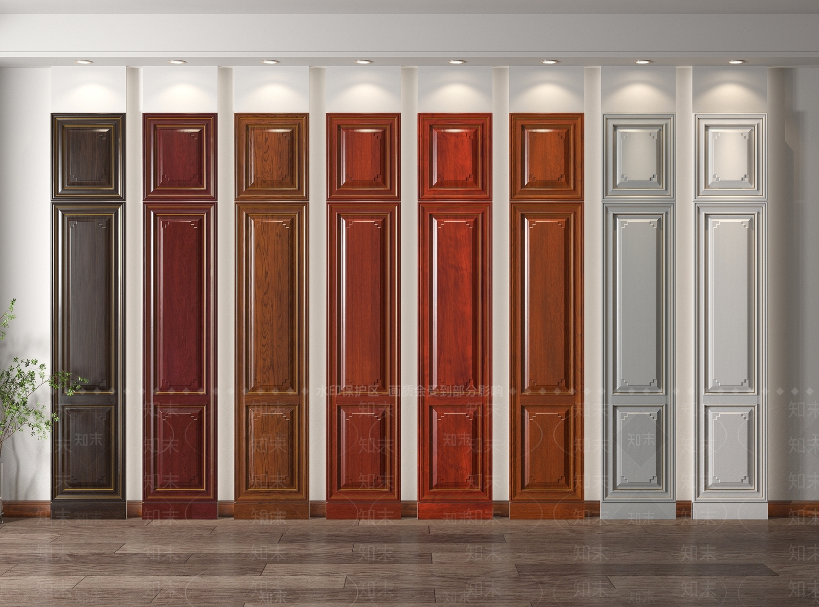 中式实木柜门3D模型下载【ID:1120608800】