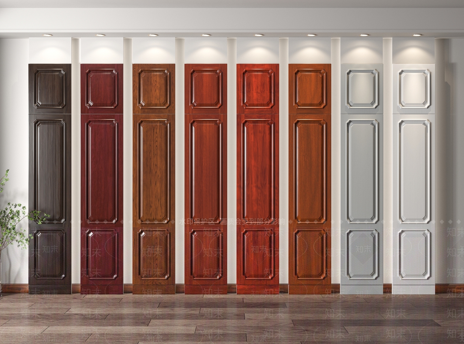 中式实木柜门3D模型下载【ID:1120608823】