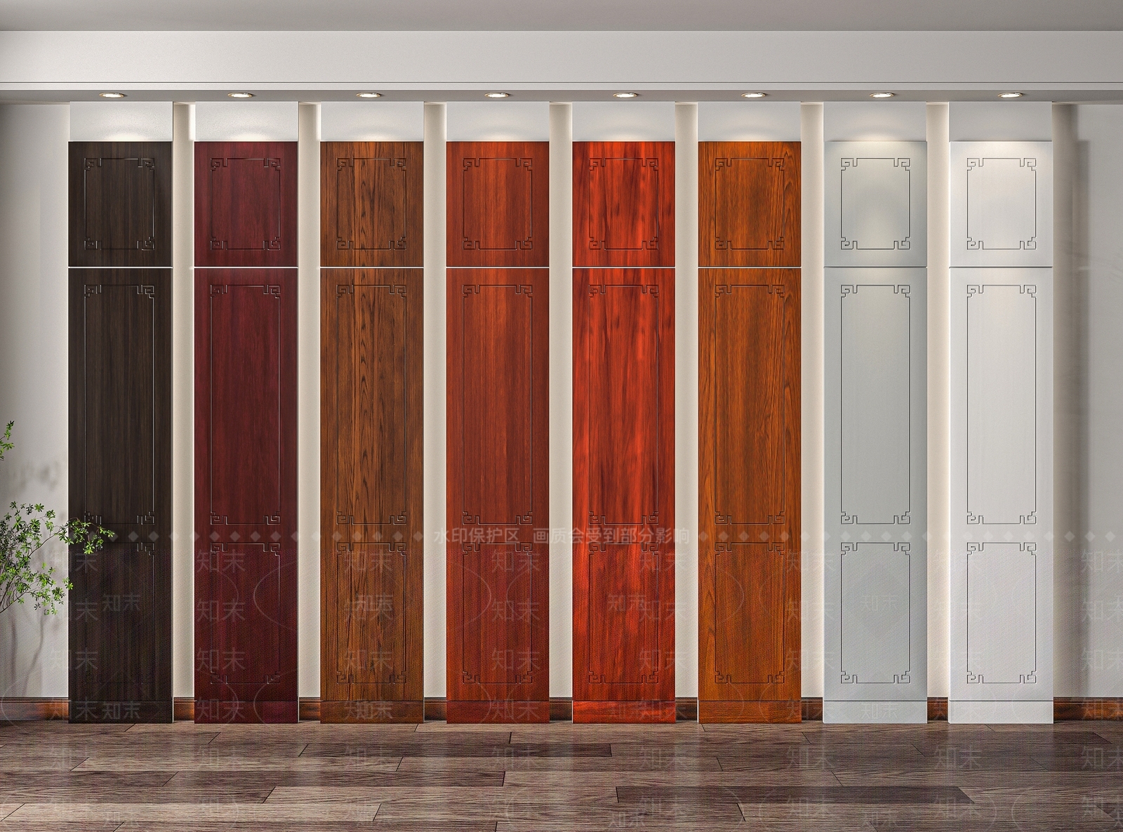 中式实木柜门3D模型下载【ID:1120608896】