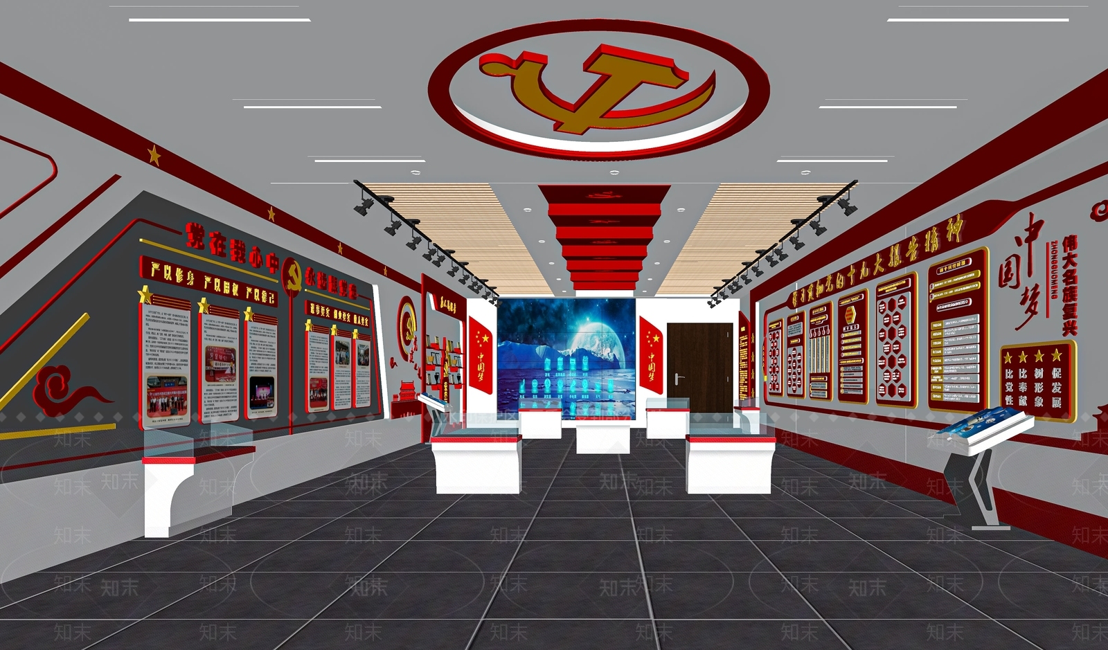 现代党建文化展厅SU模型下载【ID:1120628996】