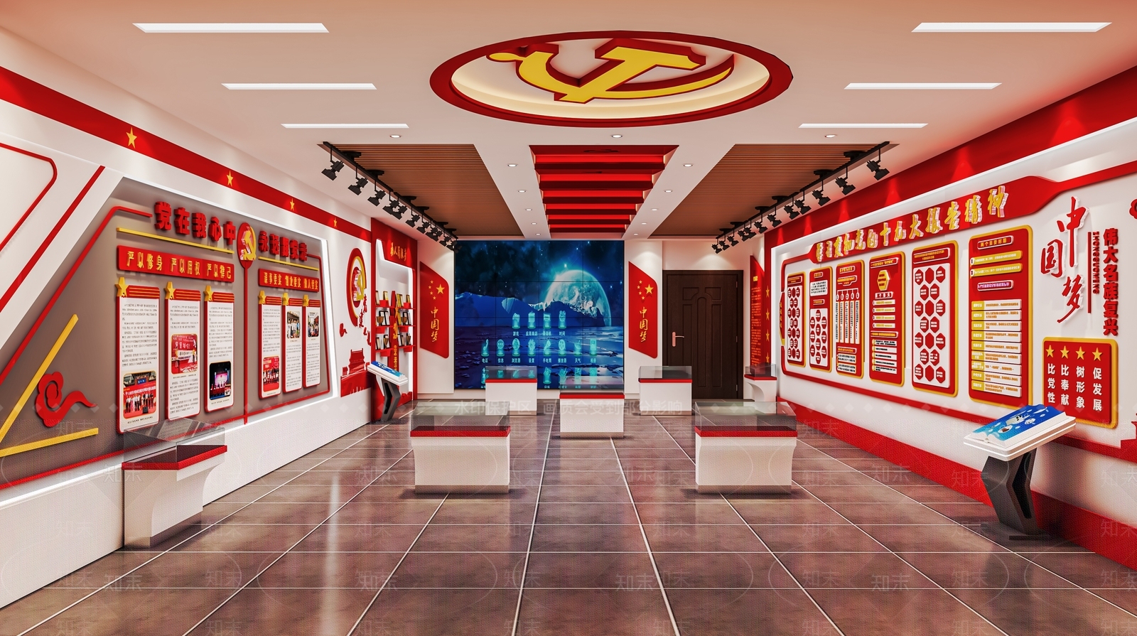 现代党建文化展厅SU模型下载【ID:1120628996】