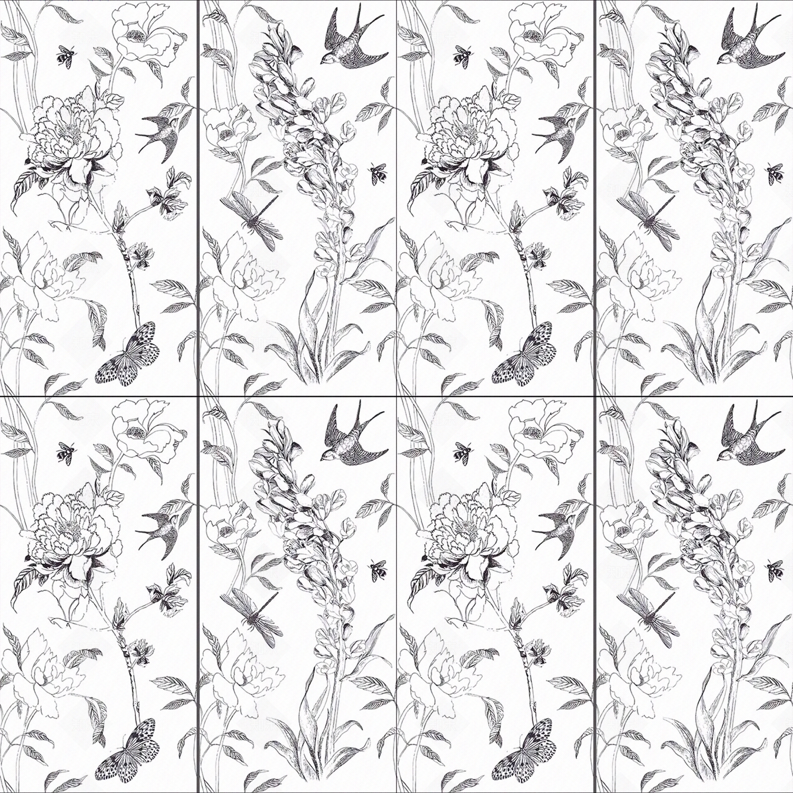 黑白中国风植物厨卫贴图下载【ID:1120631367】