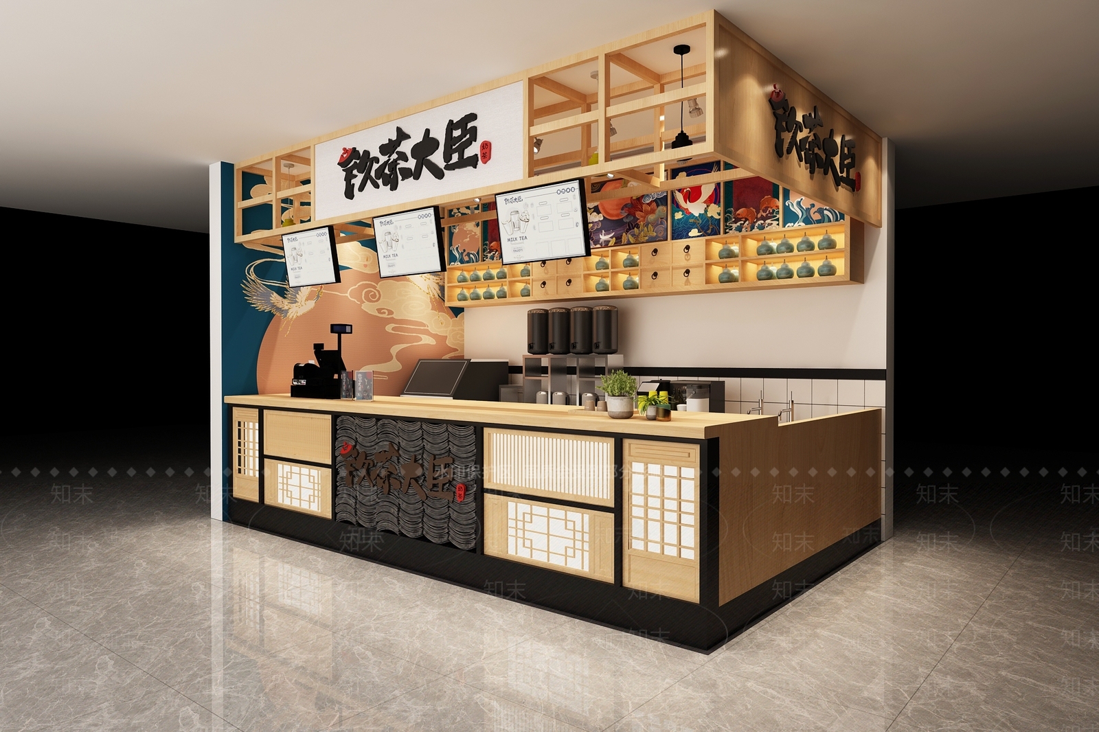 中式奶茶店3D模型下载【ID:1120681018】
