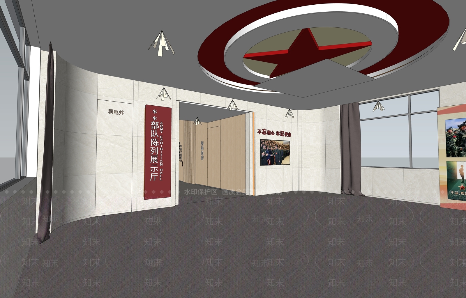 现代党建展厅SU模型下载【ID:1120639902】