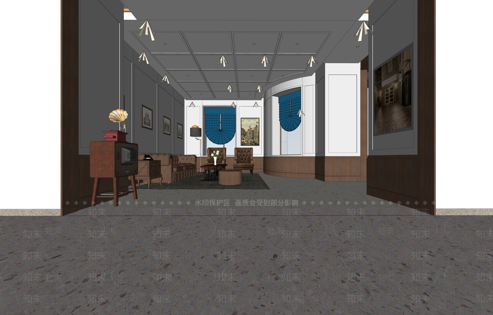 欧式休息区SU模型下载【ID:1120641612】