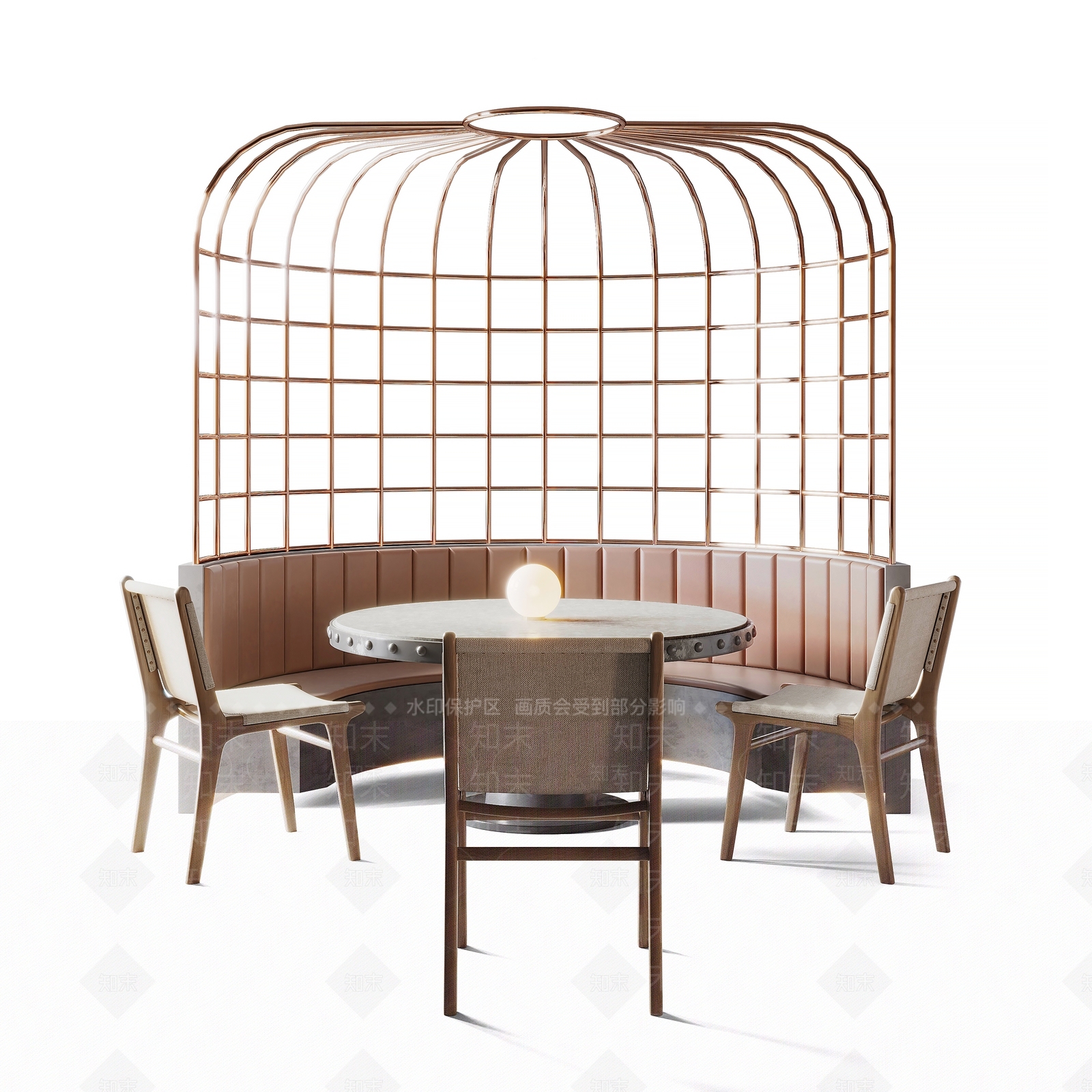 现代鸟笼沙发桌椅组合3D模型下载【ID:1120646790】