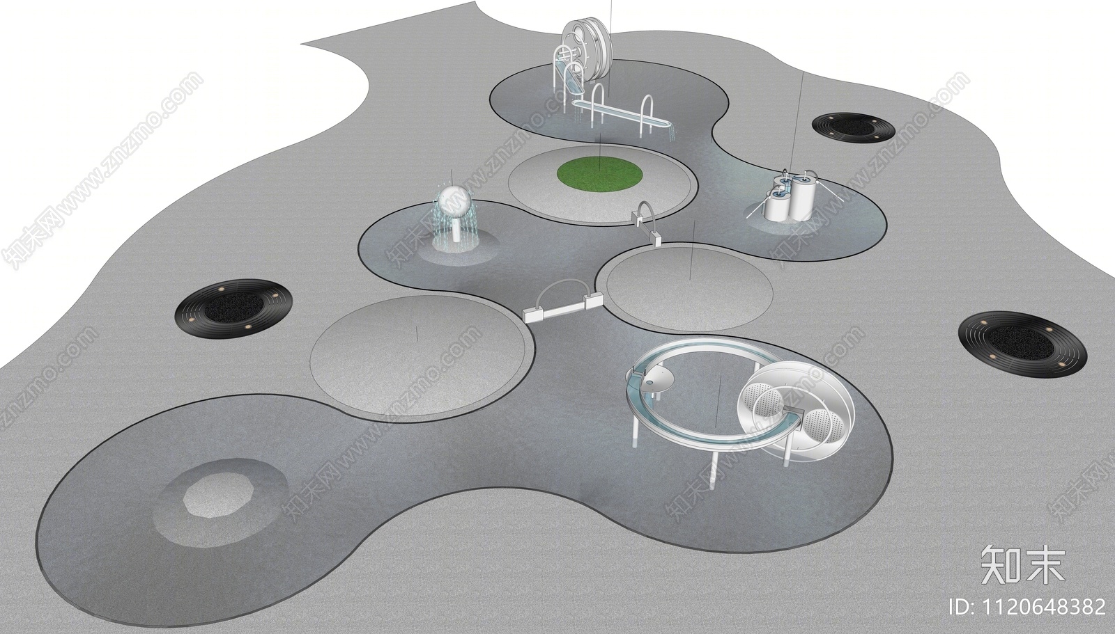 现代儿童戏水游乐区SU模型下载【ID:1120648382】