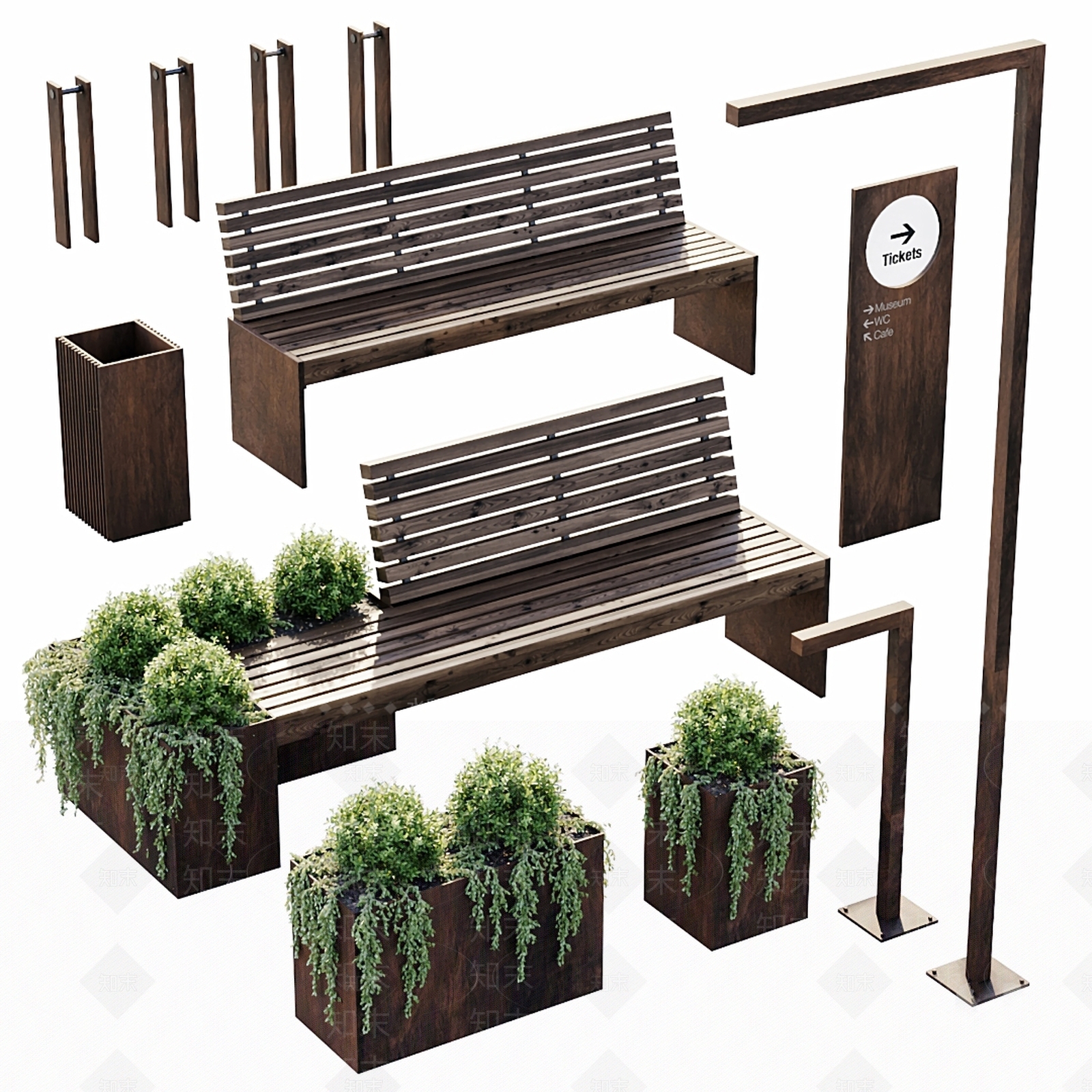 现代户外公共椅3D模型下载【ID:1120654692】