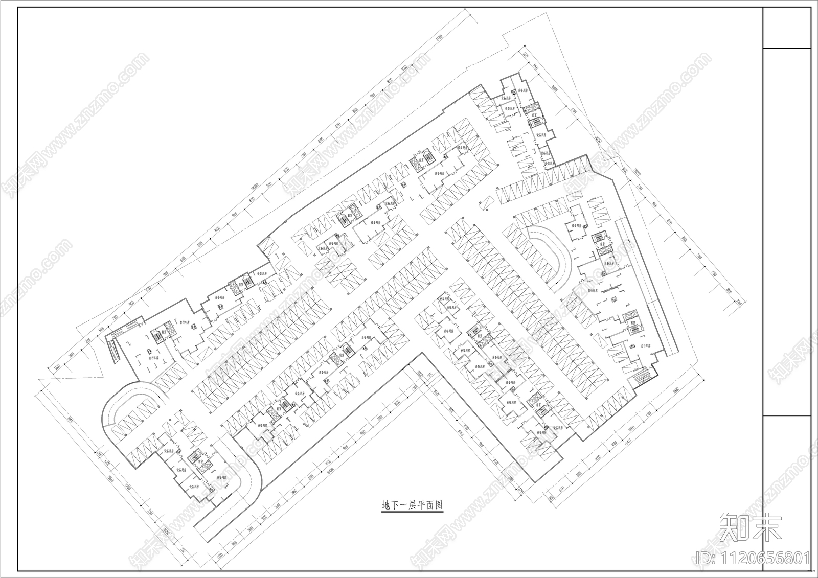 地下停车库平面布置方案设计施工图下载【ID:1120656801】