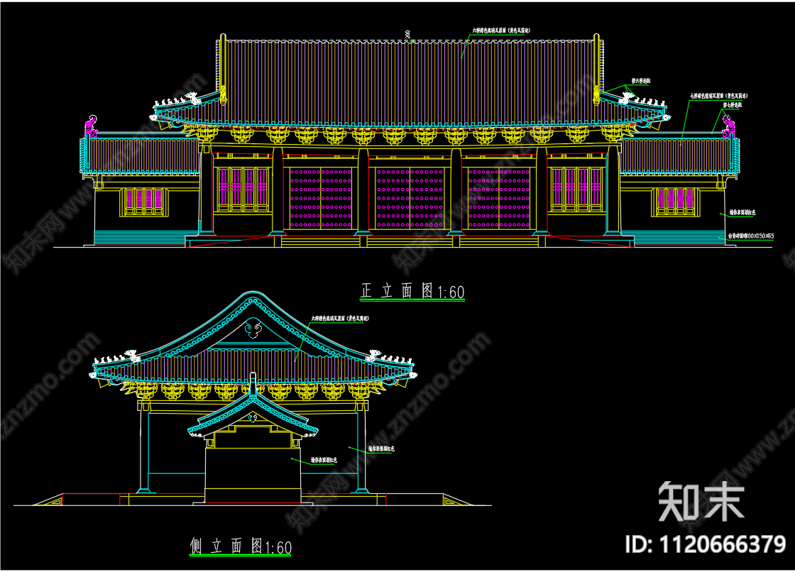 山顶大门古建筑平立面施工图施工图下载【ID:1120666379】