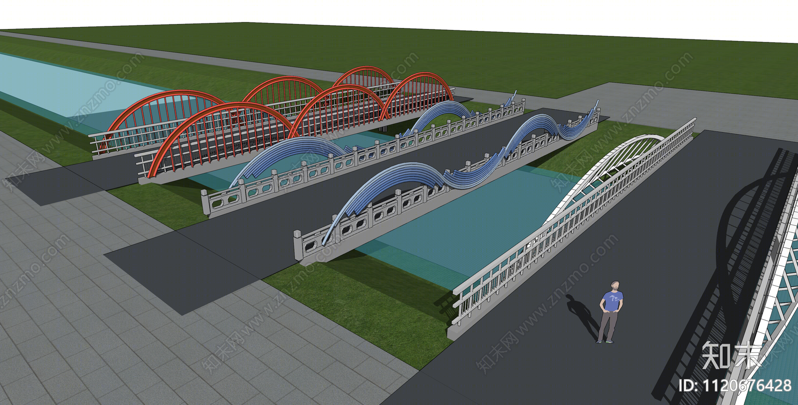 现代网红景观桥SU模型下载【ID:1120676428】