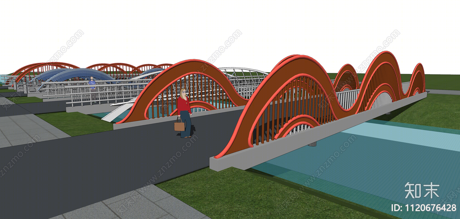 现代网红景观桥SU模型下载【ID:1120676428】