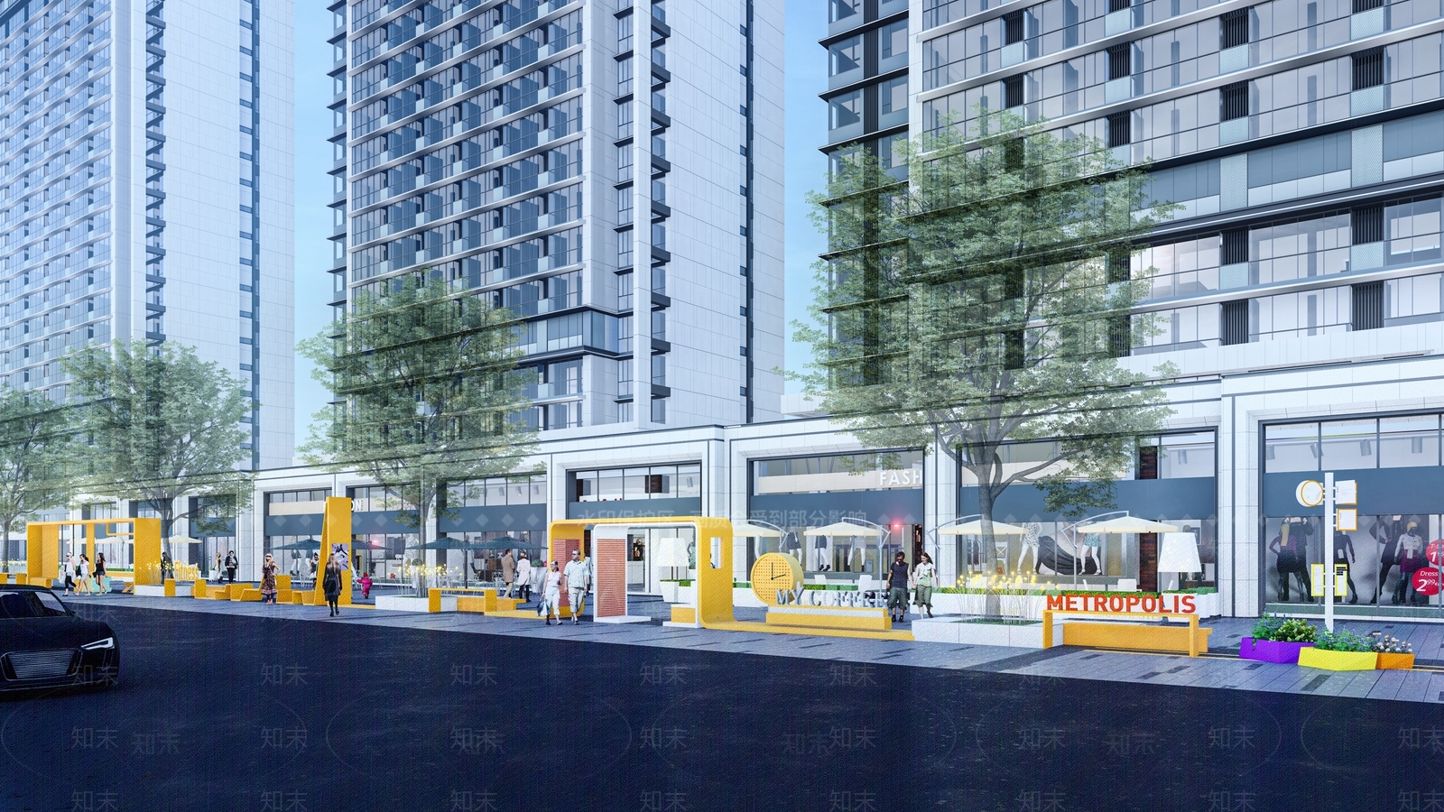 现代商业街SU模型下载【ID:1120677126】